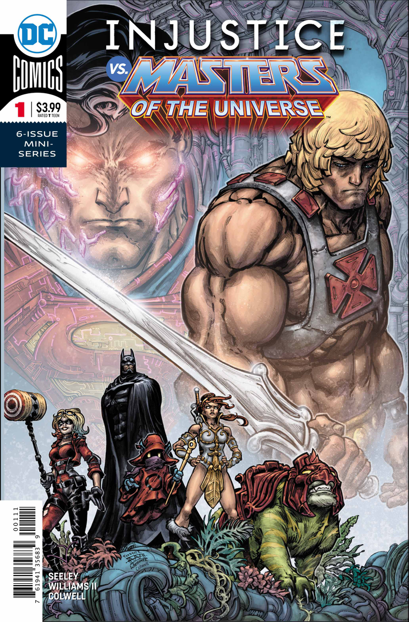 The cover for Injustice vs. The Masters of the Universe #1.